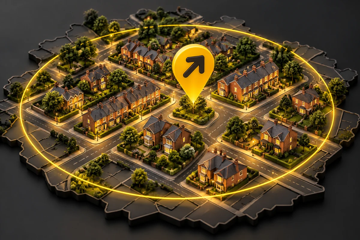 Illustration of a local neighbourhood and service coverage area