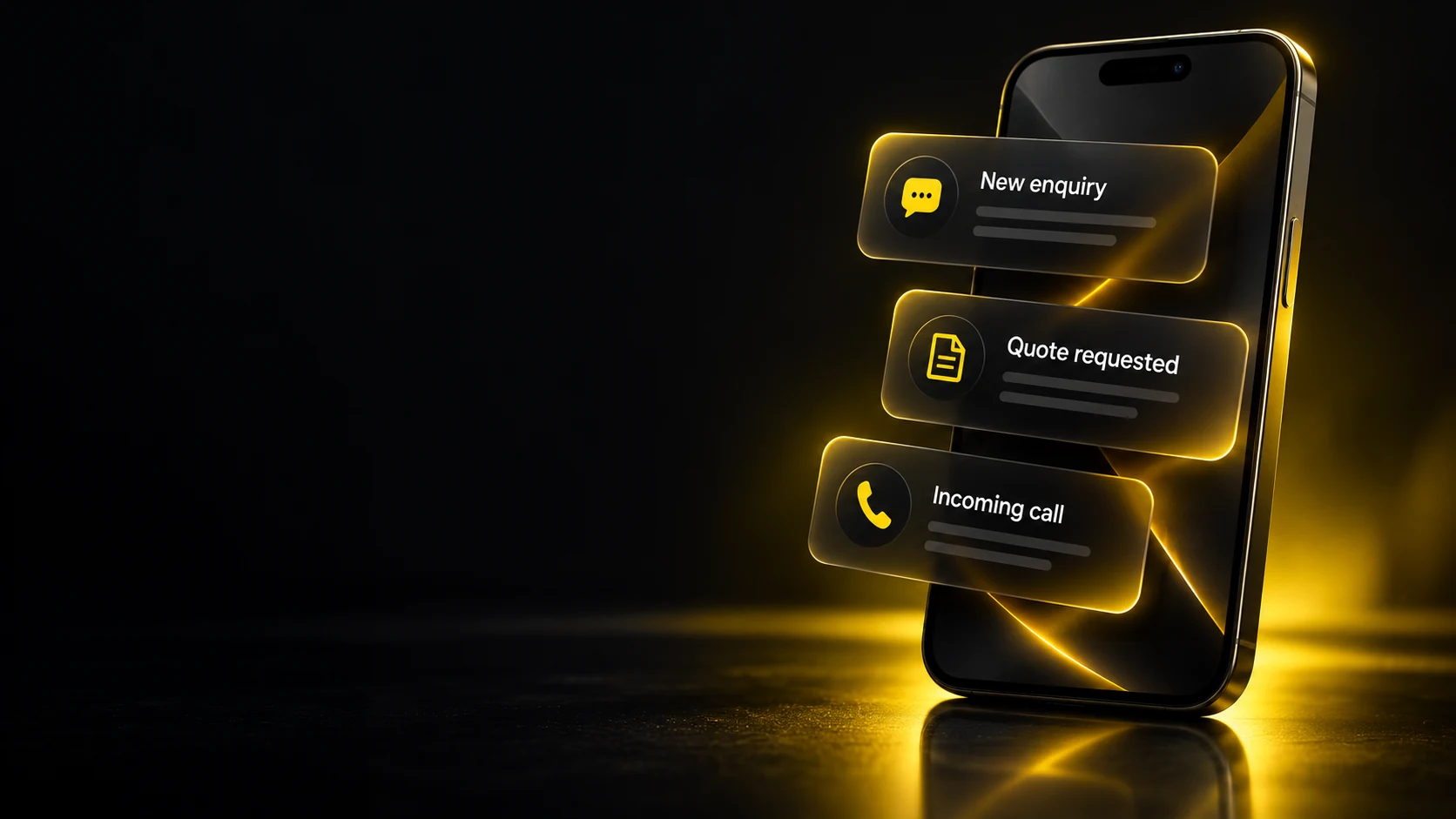Phone with local business enquiry, quote request and incoming call notifications